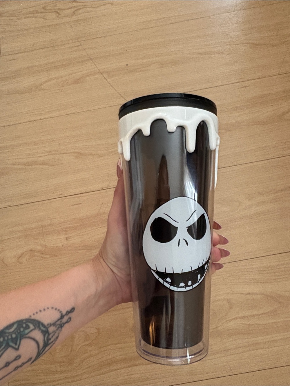 Black Skull Drip Travel Tumbler with White Accent bone daddy